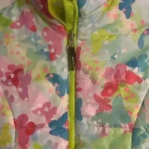 Butterfly Girls Coat Large 10/12 zip up 100% Polyester pretty colors - Picture 3 of 6